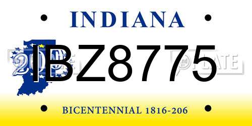 IBZ8775 Indiana License Plate