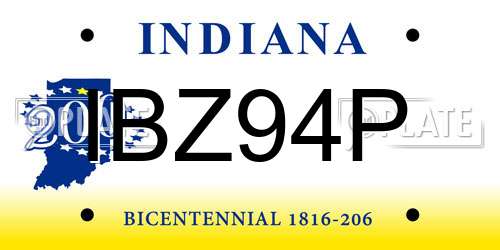 IBZ94P Indiana License Plate