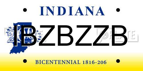IBZBZZB Indiana License Plate
