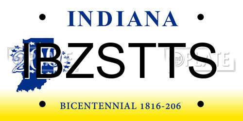 IBZSTTS Indiana License Plate