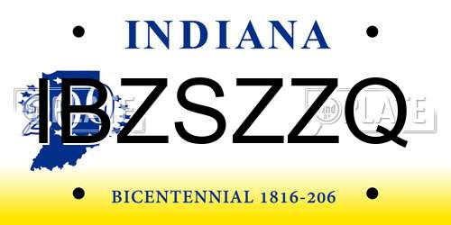 IBZSZZQ Indiana License Plate