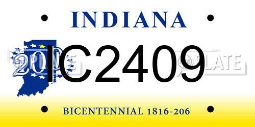 IC2409 Indiana License Plate