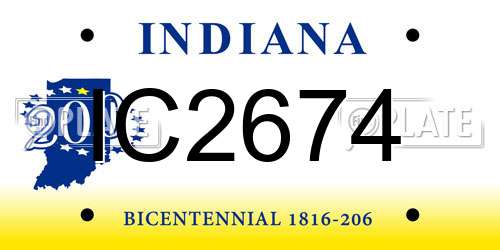 IC2674 Indiana License Plate