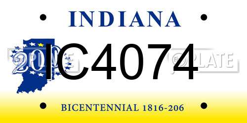 IC4074 Indiana License Plate