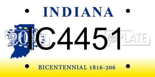 IC4451 Indiana License Plate