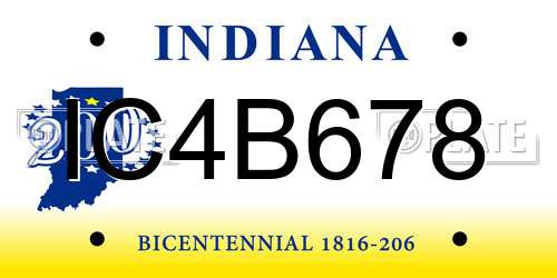 IC4B678 Indiana License Plate