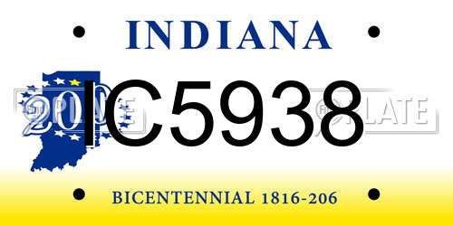 IC5938 Indiana License Plate