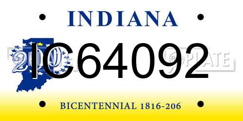 IC64092 Indiana License Plate