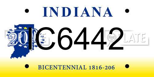 IC6442 Indiana License Plate