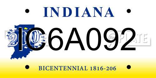 IC6A092 Indiana License Plate