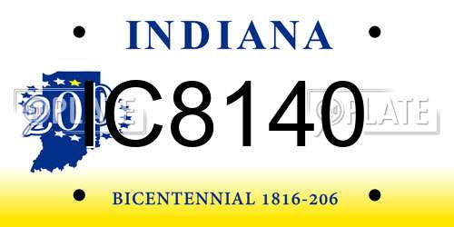 IC8140 Indiana License Plate