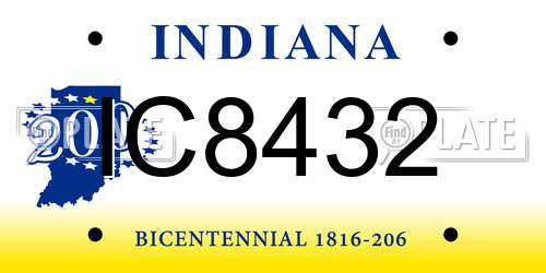 IC8432 Indiana License Plate