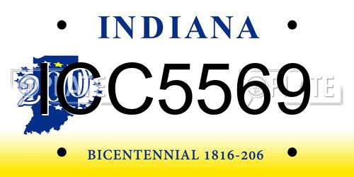 ICC5569 Indiana License Plate