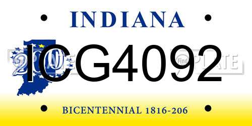 ICG4092 Indiana License Plate