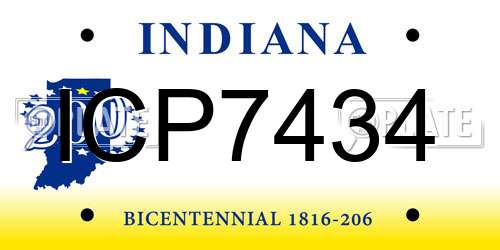 ICP7434 Indiana License Plate
