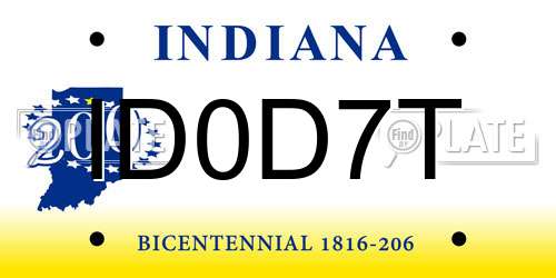 ID0D7T Indiana License Plate
