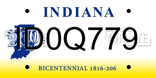 ID0Q779 Indiana License Plate