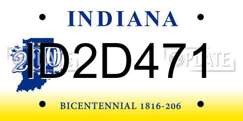 ID2D471 Indiana License Plate