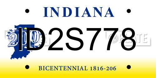 ID2S778 Indiana License Plate