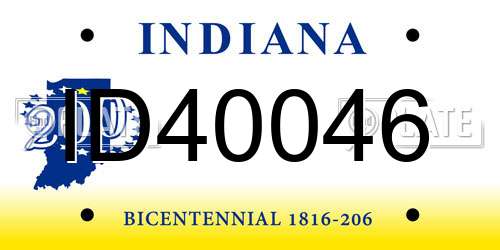 ID40046 Indiana License Plate