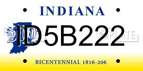 ID5B222 Indiana License Plate