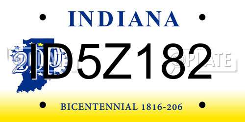 ID5Z182 Indiana License Plate