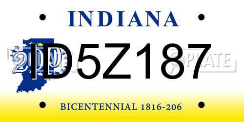 ID5Z187 Indiana License Plate