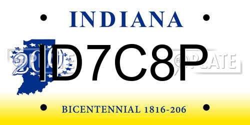 ID7C8P Indiana License Plate