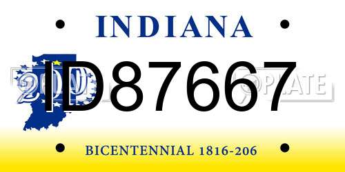 ID87667 Indiana License Plate