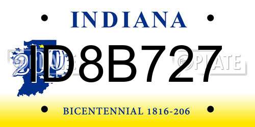 ID8B727 Indiana License Plate