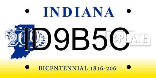 ID9B5C Indiana License Plate