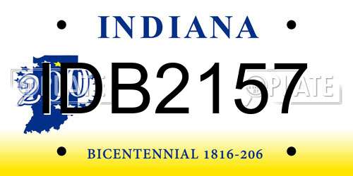 IDB2157 Indiana License Plate