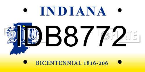 IDB8772 Indiana License Plate