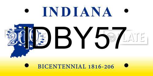 IDBY57 Indiana License Plate