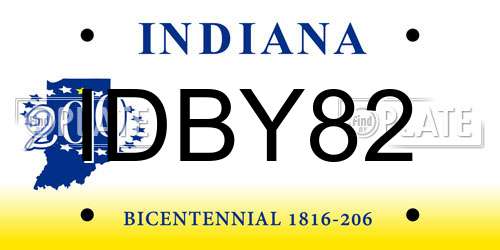 IDBY82 Indiana License Plate