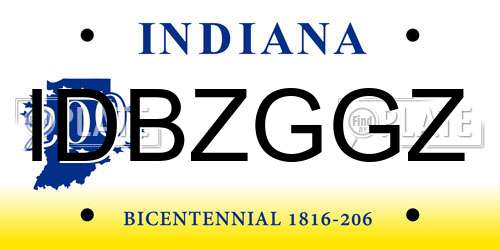 IDBZGGZ Indiana License Plate