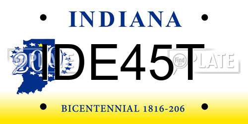 IDE45T Indiana License Plate