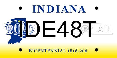 IDE48T Indiana License Plate