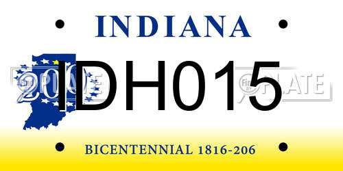 IDH015 Indiana License Plate