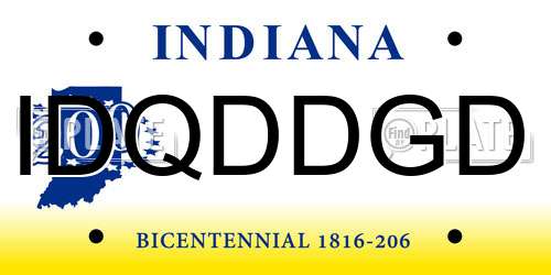 IDQDDGD Indiana License Plate