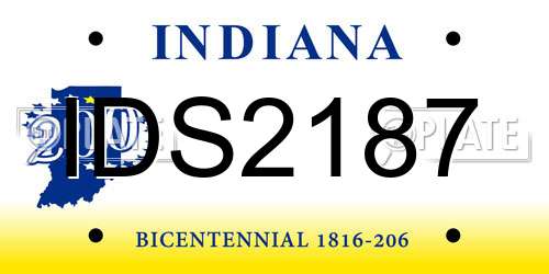 IDS2187 Indiana License Plate