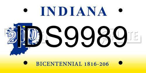 IDS9989 Indiana License Plate