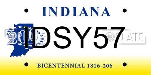 IDSY57 Indiana License Plate