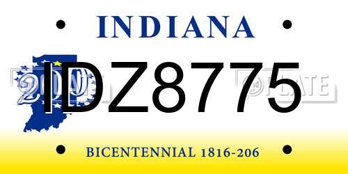 IDZ8775 Indiana License Plate