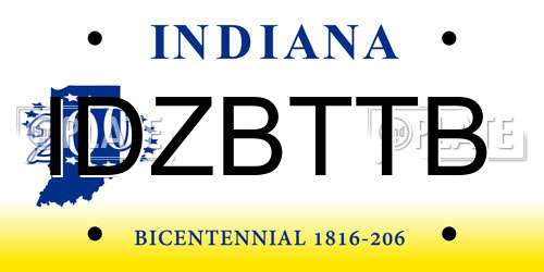 IDZBTTB Indiana License Plate