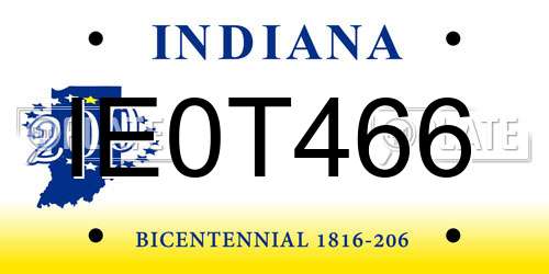 IE0T466 Indiana License Plate