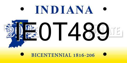 IE0T489 Indiana License Plate