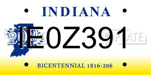 IE0Z391 Indiana License Plate