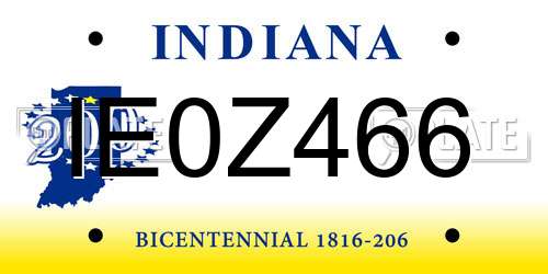 IE0Z466 Indiana License Plate