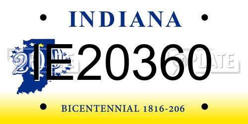 IE20360 Indiana License Plate